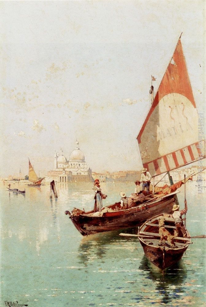 Franz Richard Unterberger Sailboat In A Venetian Lagoon